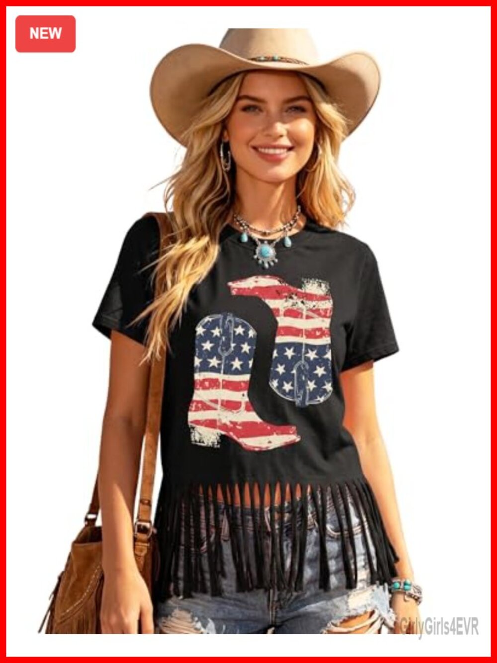 Western Fringe T-Shirt Women Cowgirl Country Concert Rodeo Graphic Tee